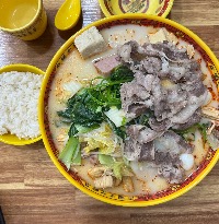흰밥, 소고기, 청경채