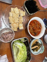 잡곡밥, 두부, 김치찌개
