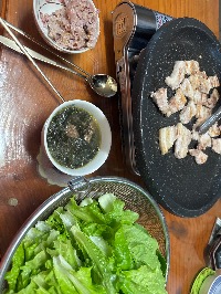 잡곡밥, 미역국, 삼겹살