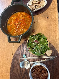 잡곡밥, 순두부찌개, 표고버섯무침