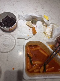 순대, 떡볶이, 김말이 튀김