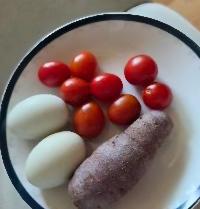 삶은 달걀, 방울토마토, 자색 고구마