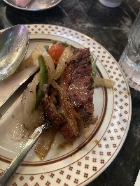 소고기, 구운 양파, 구운 그린빈