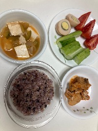 잡곡밥, 된장찌개, 삶은 달걀