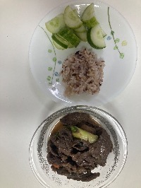 오이, 잡곡밥, 소고기야채볶음