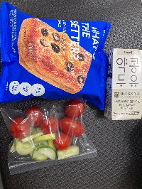 고단백 저당 네모 바게트, 약콩두유 오리지널, 방울토마토, 오이