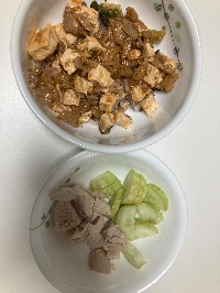 잡곡밥, 마파두부, 닭가슴살