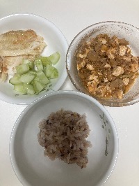 잡곡밥, 마파두부, 가자미구이