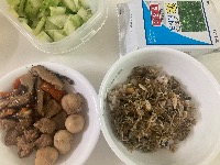 잡곡밥, 멸치볶음, 메추리알돼지고기장조림