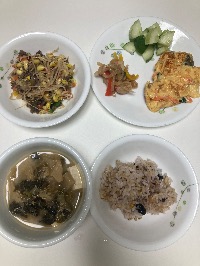 잡곡밥, 두부우거지된장국, 계란볶음