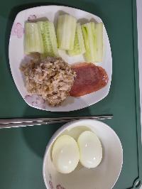 오이, 잡곡밥, 햄, 삶은 달걀