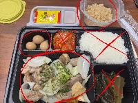 현미밥, 메추리알 장조림, 닭가슴살 구이