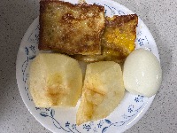 프렌치토스트, 사과, 삶은 달걀