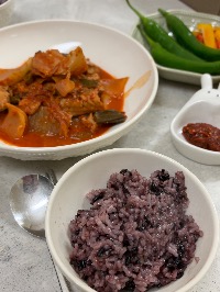 잡곡밥, 생선 조림, 풋고추