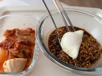 짜장라면, 계란 후라이, 배추김치