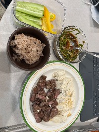 잡곡밥, 오이, 노랑 파프리카